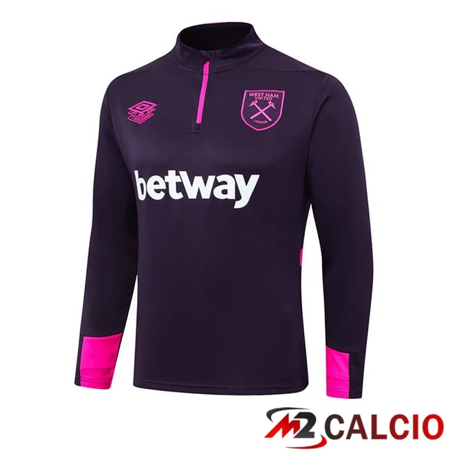 Maglie Calcio Personalizzate,Tute Calcio Squadre,Maglia Nazionale Italiana Calcio | Felpa Allenamento West Ham United Viola 2024/2025