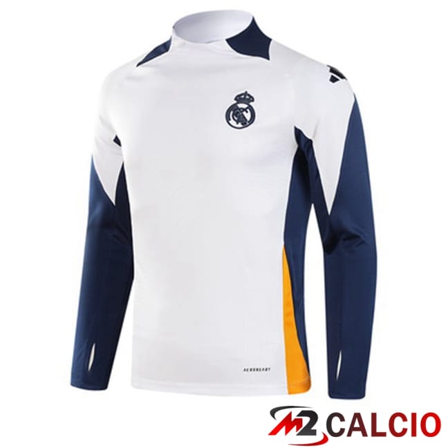 Maglie Calcio Personalizzate,Tute Calcio Squadre,Maglia Nazionale Italiana Calcio | Felpa Allenamento Real Madrid Bianco 2024/2025