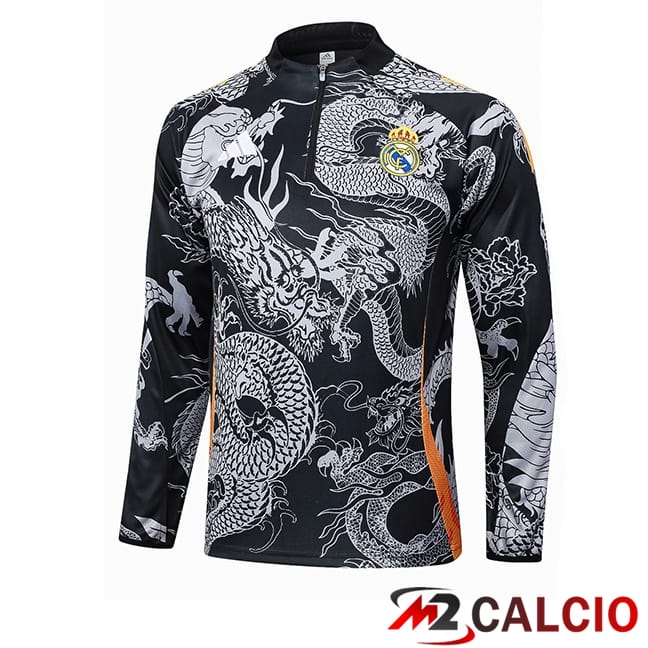 Maglie Calcio Personalizzate,Tute Calcio Squadre,Maglia Nazionale Italiana Calcio | Felpa Allenamento Real Madrid Nero 2024/2025