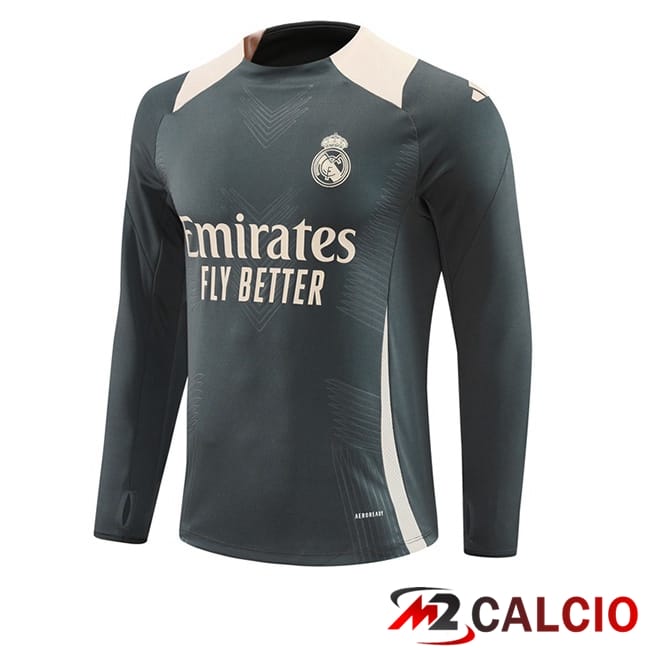 Maglie Calcio Personalizzate,Tute Calcio Squadre,Maglia Nazionale Italiana Calcio | Felpa Allenamento Real Madrid Grigio 2024/2025