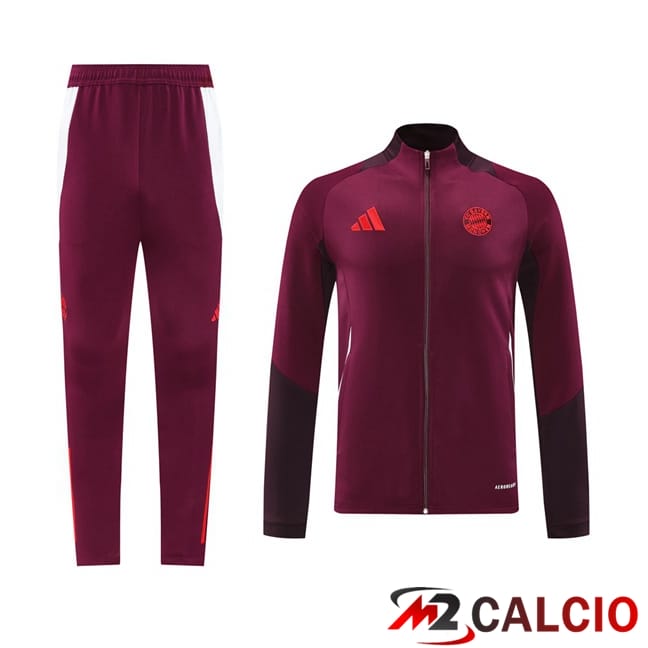 Maglie Calcio Personalizzate,Tute Calcio Squadre,Maglia Nazionale Italiana Calcio | Insieme Tuta Calcio - Giacca Bayern Monaco Rosso 2024/2025