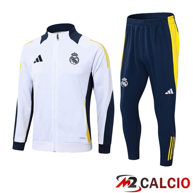 Maglie Calcio Personalizzate,Tute Calcio Squadre,Maglia Nazionale Italiana Calcio | Insieme Tuta Calcio - Giacca Real Madrid Bianco 2024/2025