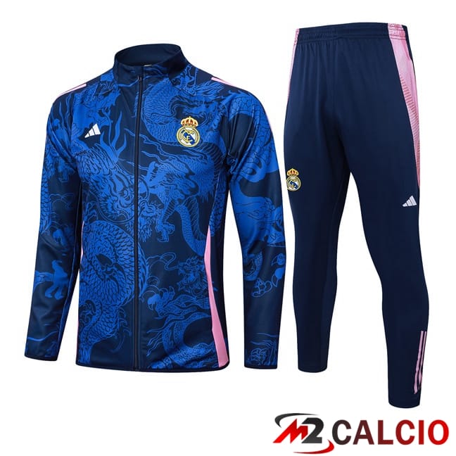 Maglie Calcio Personalizzate,Tute Calcio Squadre,Maglia Nazionale Italiana Calcio | Insieme Tuta Calcio - Giacca Real Madrid Blu Reale 2024/2025