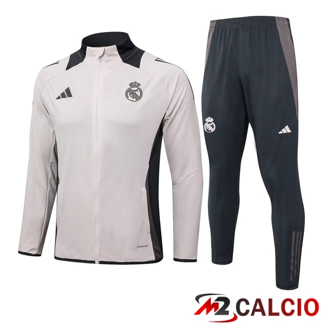 Maglie Calcio Personalizzate,Tute Calcio Squadre,Maglia Nazionale Italiana Calcio | Insieme Tuta Calcio - Giacca Real Madrid Grigio 2024/2025