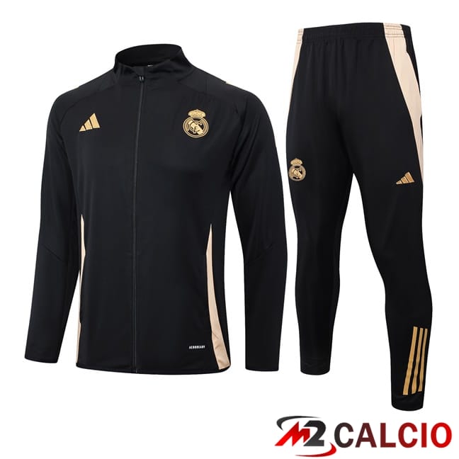 Maglie Calcio Personalizzate,Tute Calcio Squadre,Maglia Nazionale Italiana Calcio | Insieme Tuta Calcio - Giacca Real Madrid Nero 2024/2025