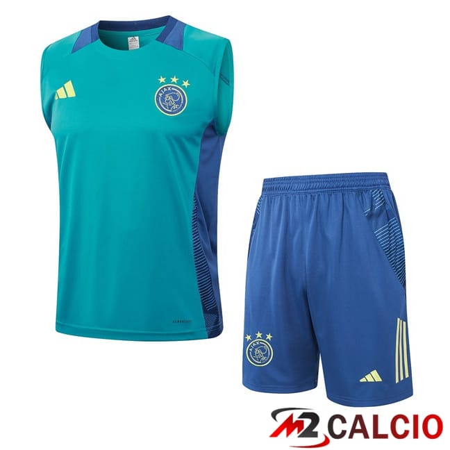 Maglie Calcio Personalizzate,Tute Calcio Squadre,Maglia Nazionale Italiana Calcio | Canotta Allenamento AFC Ajax + Pantaloncini Blu 2024/2025