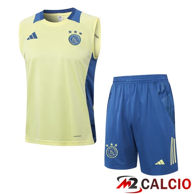 Maglie Calcio Personalizzate,Tute Calcio Squadre,Maglia Nazionale Italiana Calcio | Canotta Allenamento AFC Ajax + Pantaloncini Giallo 2024/2025