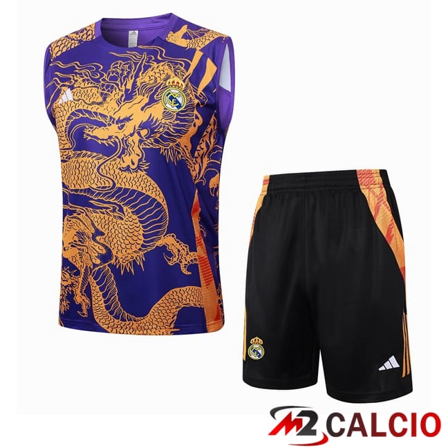 Canotta Allenamento Real Madrid + Pantaloncini Viola 2024/2025