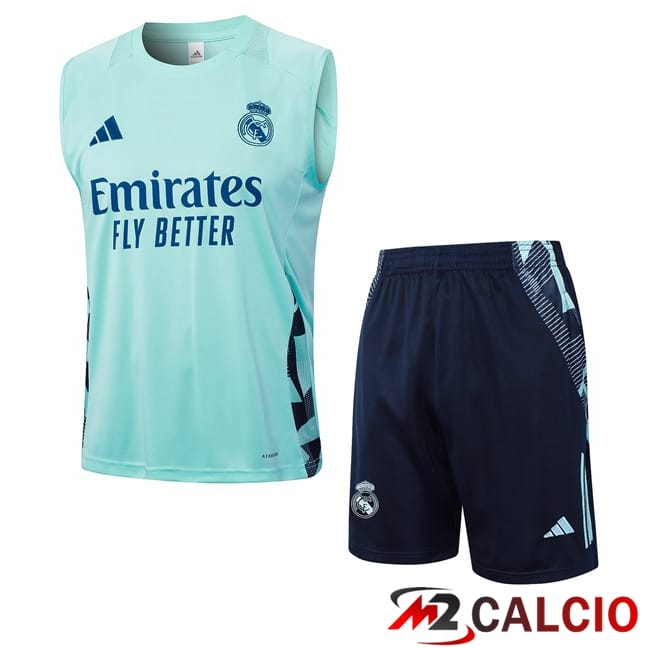 Maglie Calcio Personalizzate,Tute Calcio Squadre,Maglia Nazionale Italiana Calcio | Canotta Allenamento Real Madrid + Pantaloncini Verde 2024/2025