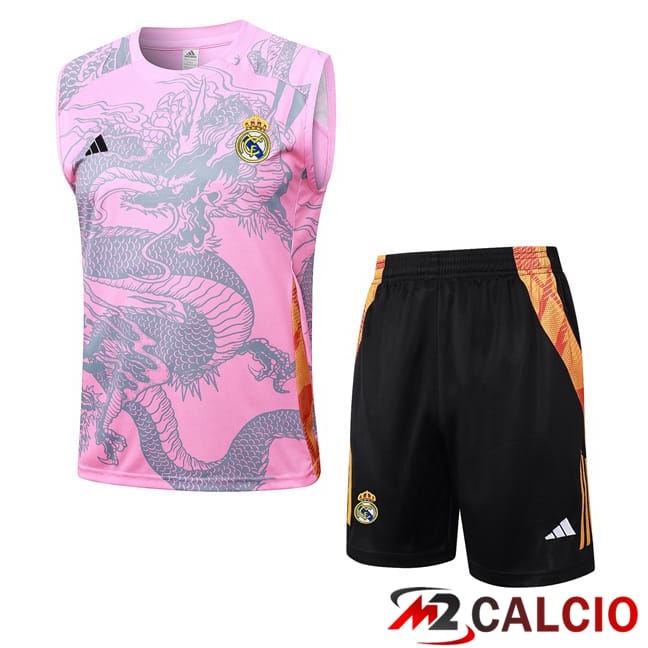 Maglie Calcio Personalizzate,Tute Calcio Squadre,Maglia Nazionale Italiana Calcio | Canotta Allenamento Real Madrid + Pantaloncini Rosa 2024/2025