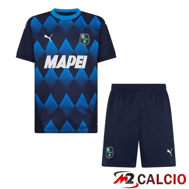 Maglie Calcio Personalizzate,Tute Calcio Squadre,Maglia Nazionale Italiana Calcio | Maglie Calcio US Sassuolo Bambino Terza Blu 2024/2025