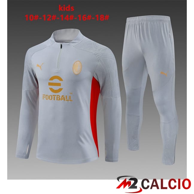 Maglie Calcio Personalizzate,Tute Calcio Squadre,Maglia Nazionale Italiana Calcio | Insieme Tuta Calcio AC Milan Bambino Grigio 2024/2025