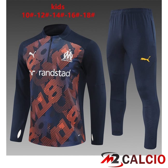 Maglie Calcio Personalizzate,Tute Calcio Squadre,Maglia Nazionale Italiana Calcio | Insieme Tuta Calcio Marsiglia OM Bambino Blu Reale 2024/2025