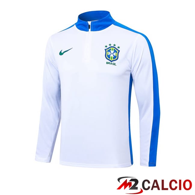 Maglie Calcio Personalizzate,Tute Calcio Squadre,Maglia Nazionale Italiana Calcio | Felpa Allenamento Brasile Bianco 2024/2025