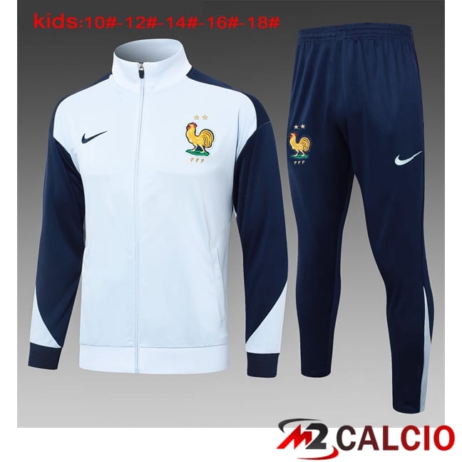 Maglie Calcio Personalizzate,Tute Calcio Squadre,Maglia Nazionale Italiana Calcio | Insieme Tuta Calcio - Giacca Francia Bambino Blu 2024/2025