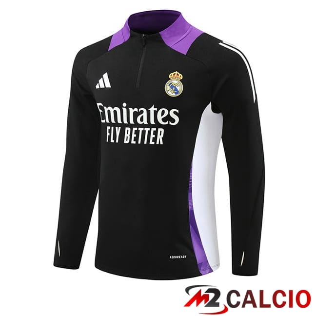 Maglie Calcio Personalizzate,Tute Calcio Squadre,Maglia Nazionale Italiana Calcio | Felpa Allenamento Real Madrid Viola Nero 2024/2025