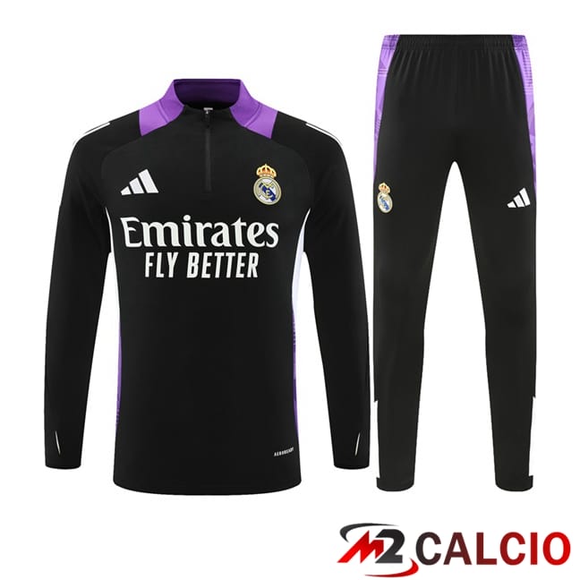 Maglie Calcio Personalizzate,Tute Calcio Squadre,Maglia Nazionale Italiana Calcio | Insieme Tuta Calcio Real Madrid Viola Nero 2024/2025