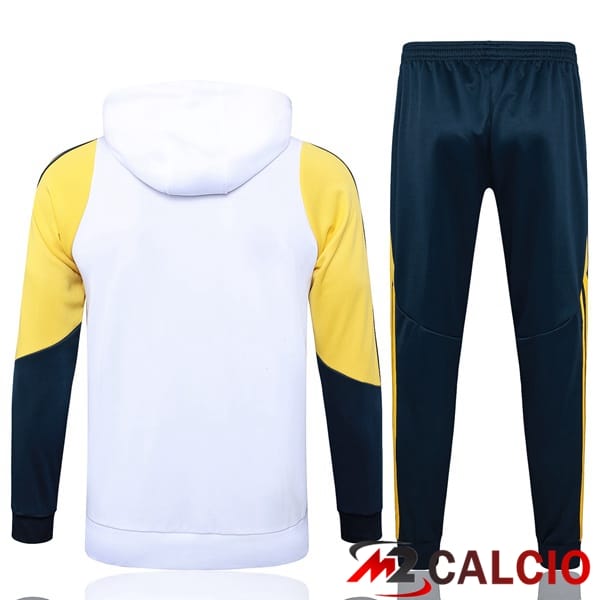 Tuta Calcio - Felpa Con Cappuccio Real Madrid Bianco Giallo 2024/2025