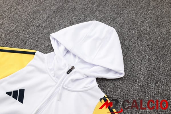 Tuta Calcio - Felpa Con Cappuccio Real Madrid Bianco Giallo 2024/2025