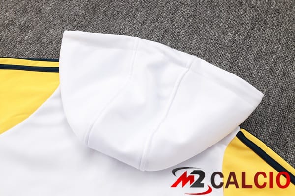 Tuta Calcio - Felpa Con Cappuccio Real Madrid Bianco Giallo 2024/2025
