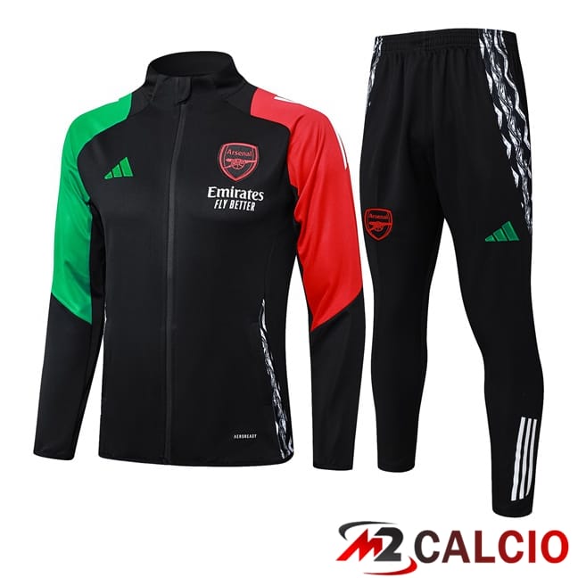 Insieme Tuta Calcio - Giacca Arsenal Nero Rosso Verde 2024/2025