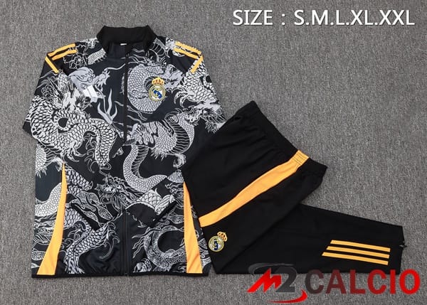 Insieme Tuta Calcio - Giacca Real Madrid Nero 2024/2025