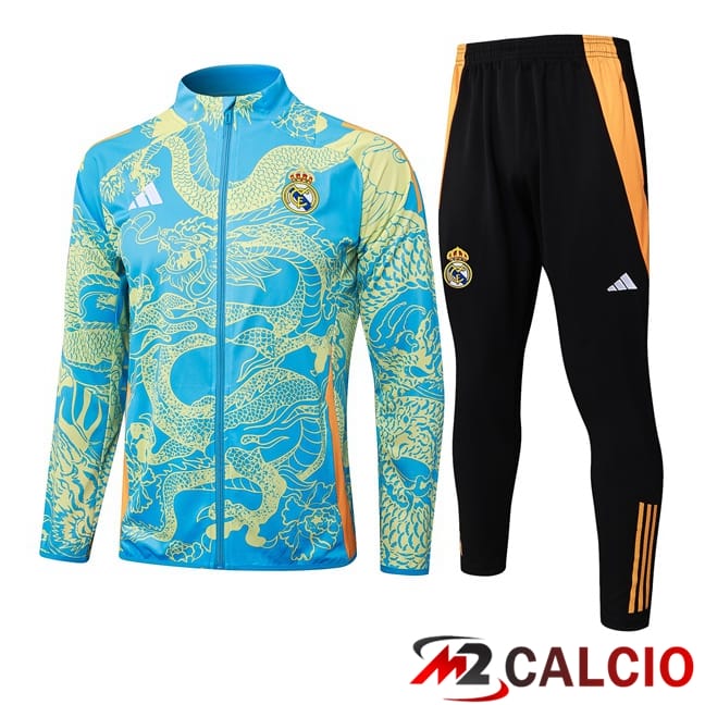 Maglie Calcio Personalizzate,Tute Calcio Squadre,Maglia Nazionale Italiana Calcio | Insieme Tuta Calcio - Giacca Real Madrid Blu 2024/2025