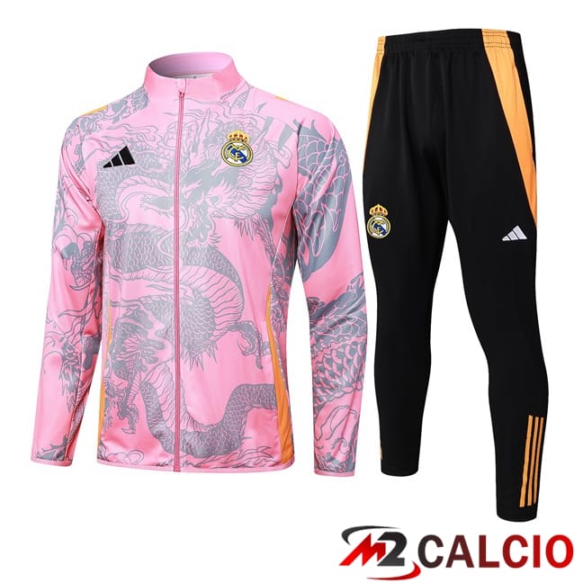 Maglie Calcio Personalizzate,Tute Calcio Squadre,Maglia Nazionale Italiana Calcio | Insieme Tuta Calcio - Giacca Real Madrid Rosa 2024/2025