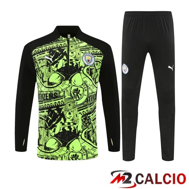 Maglie Calcio Personalizzate,Tute Calcio Squadre,Maglia Nazionale Italiana Calcio | Insieme Tuta Calcio Manchester City Verde 2024/2025