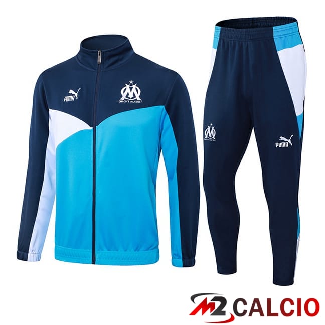 Maglie Calcio Personalizzate,Tute Calcio Squadre,Maglia Nazionale Italiana Calcio | Insieme Tuta Calcio - Giacca Marsiglia OM Blu Reale 2024/2025