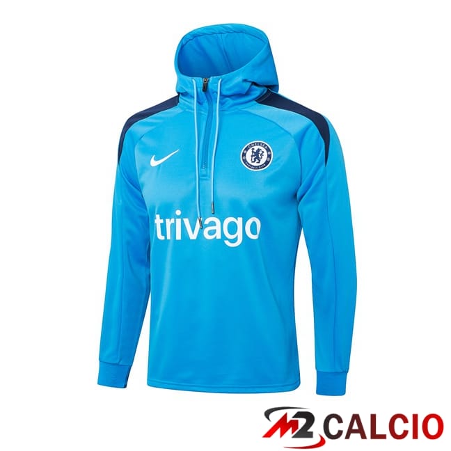 Maglie Calcio Personalizzate,Tute Calcio Squadre,Maglia Nazionale Italiana Calcio | Felpa Con Cappuccio FC Chelsea Blu 2024/2025
