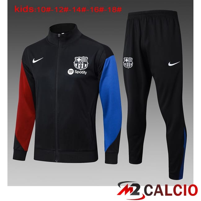 Maglie Calcio Personalizzate,Tute Calcio Squadre,Maglia Nazionale Italiana Calcio | Insieme Tuta Calcio - Giacca FC Barcellona Bambino Nero 2024/2025
