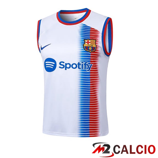 Maglie Calcio Personalizzate,Tute Calcio Squadre,Maglia Nazionale Italiana Calcio | Canotta Allenamento FC Barcellona Bianco 2024/2025