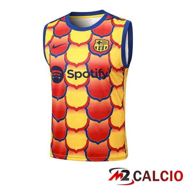 Maglie Calcio Personalizzate,Tute Calcio Squadre,Maglia Nazionale Italiana Calcio | Canotta Allenamento FC Barcellona Giallo 2024/2025