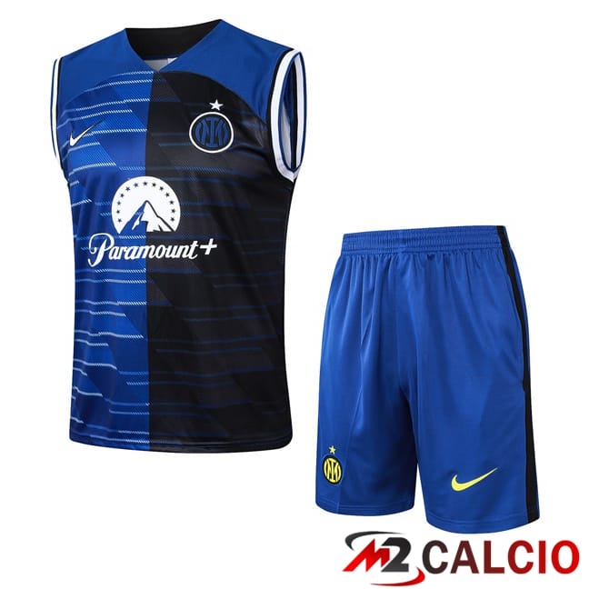 Maglie Calcio Personalizzate,Tute Calcio Squadre,Maglia Nazionale Italiana Calcio | Canotta Allenamento Inter Milan + Pantaloncini Blu Nero 2024/2025