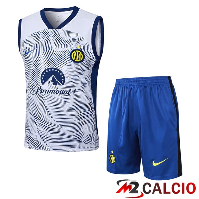 Maglie Calcio Personalizzate,Tute Calcio Squadre,Maglia Nazionale Italiana Calcio | Canotta Allenamento Inter Milan + Pantaloncini Bianco 2024/2025