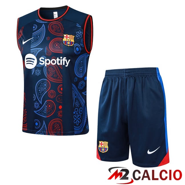 Maglie Calcio Personalizzate,Tute Calcio Squadre,Maglia Nazionale Italiana Calcio | Canotta Allenamento FC Barcellona + Pantaloncini Blu Reale 2024/2025