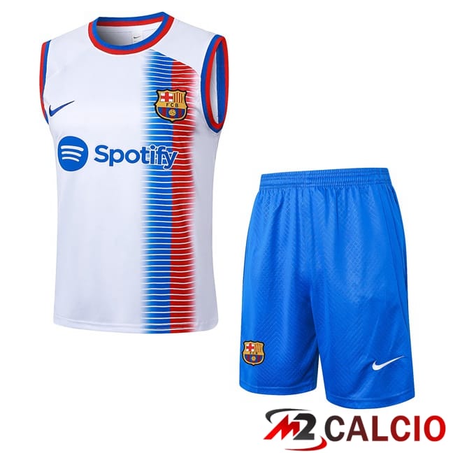 Maglie Calcio Personalizzate,Tute Calcio Squadre,Maglia Nazionale Italiana Calcio | Canotta Allenamento FC Barcellona + Pantaloncini Bianco 2024/2025