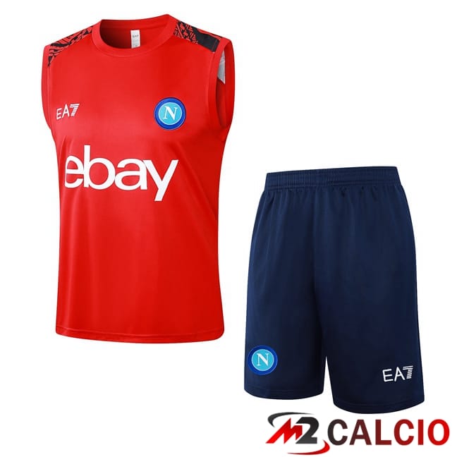 Maglie Calcio Personalizzate,Tute Calcio Squadre,Maglia Nazionale Italiana Calcio | Canotta Allenamento SSC Napoli + Pantaloncini Rosso 2024/2025