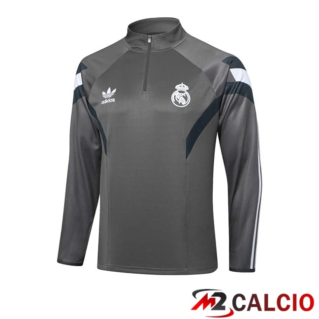 Maglie Calcio Personalizzate,Tute Calcio Squadre,Maglia Nazionale Italiana Calcio | Felpa Allenamento Real Madrid Grigio 2024/2025