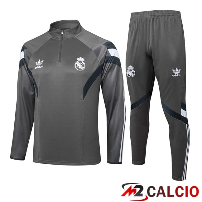 Maglie Calcio Personalizzate,Tute Calcio Squadre,Maglia Nazionale Italiana Calcio | Insieme Tuta Calcio Real Madrid Grigio 2024/2025