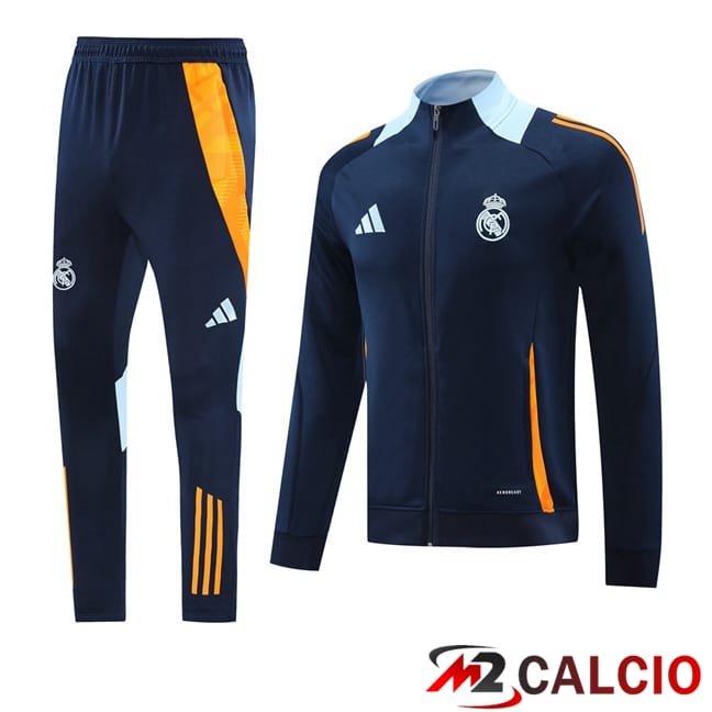 Maglie Calcio Personalizzate,Tute Calcio Squadre,Maglia Nazionale Italiana Calcio | Insieme Tuta Calcio - Giacca Real Madrid Blu Reale 2024/2025