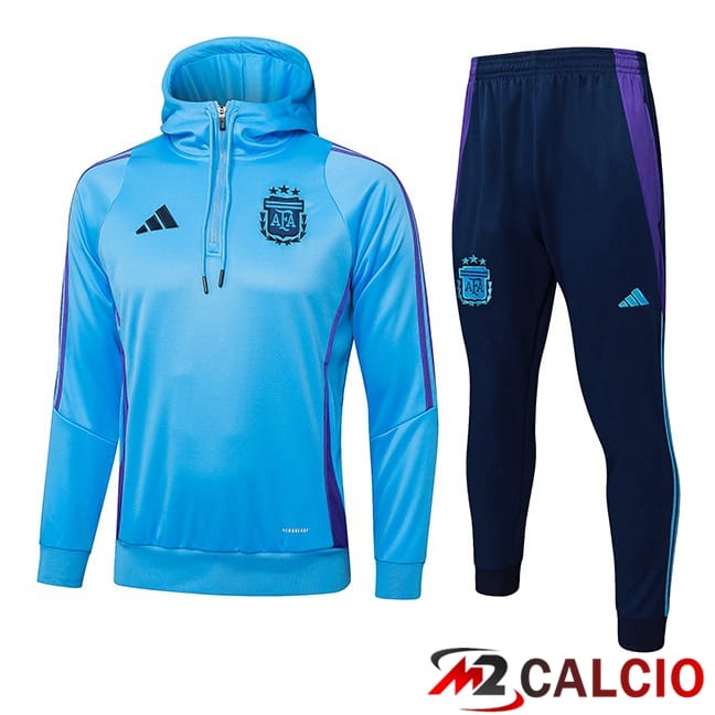 Maglie Calcio Personalizzate,Tute Calcio Squadre,Maglia Nazionale Italiana Calcio | Tuta Calcio - Felpa Con Cappuccio Argentina Blu 2024/2025