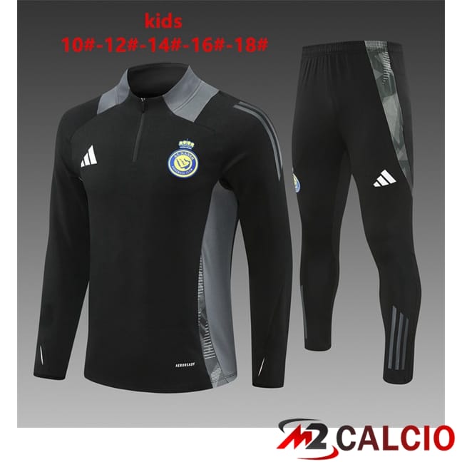 Maglie Calcio Personalizzate,Tute Calcio Squadre,Maglia Nazionale Italiana Calcio | Insieme Tuta Calcio Al-Nassr FC Bambino Nero 2024/2025
