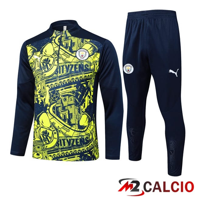 Maglie Calcio Personalizzate,Tute Calcio Squadre,Maglia Nazionale Italiana Calcio | Insieme Tuta Calcio Manchester City Verde Blu Reale 2024/2025