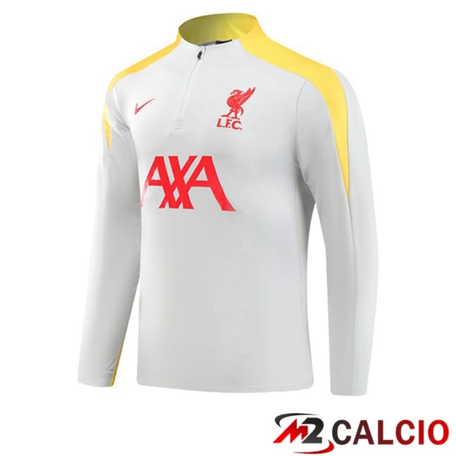 Maglie Calcio Personalizzate,Tute Calcio Squadre,Maglia Nazionale Italiana Calcio | Felpa Allenamento FC Liverpool Grigio 2024/2025