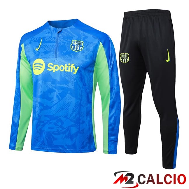 Insieme Tuta Calcio FC Barcellona Blu Verde 2024/2025