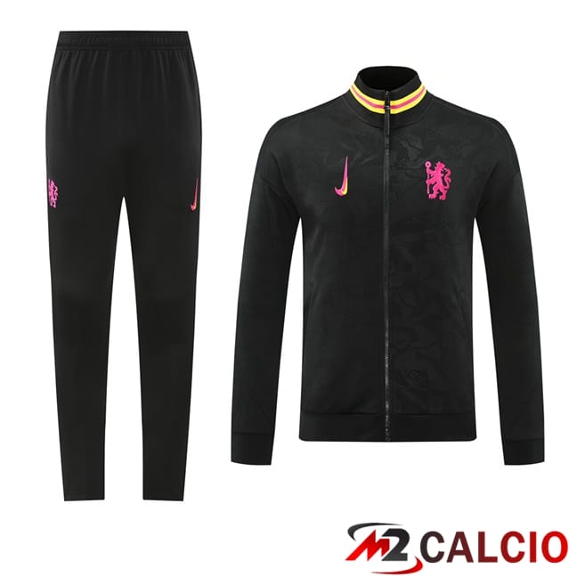 Maglie Calcio Personalizzate,Tute Calcio Squadre,Maglia Nazionale Italiana Calcio | Insieme Tuta Calcio - Giacca FC Chelsea Nero 2024/2025