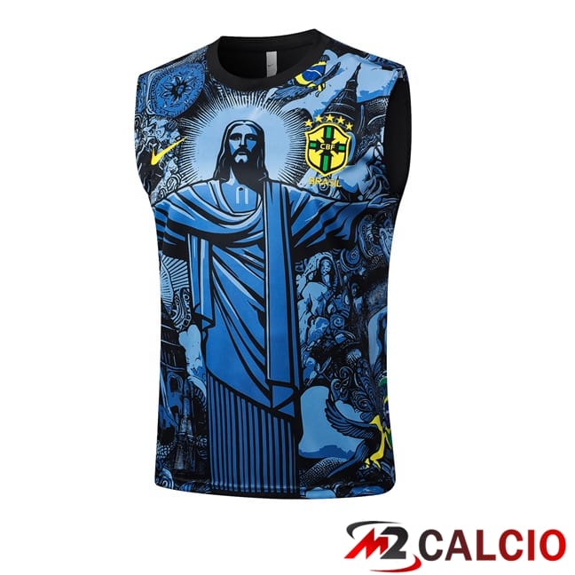 Maglie Calcio Personalizzate,Tute Calcio Squadre,Maglia Nazionale Italiana Calcio | Canotta Allenamento Brasile Blu 2024/2025