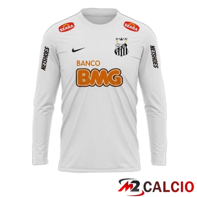 Maglie Calcio Personalizzate,Tute Calcio Squadre,Maglia Nazionale Italiana Calcio | Maglie Calcio Santos FC Retro Prima Manica Lunga Bianco 2011-2012